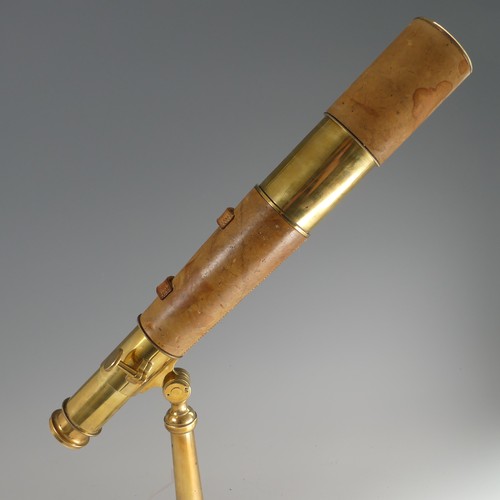 218 - A British Army issue three draw brass Telescope, by Broadhurst Clarkson & Co, with brown leather... 