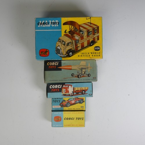 132 - Corgi Toys; five boxed models, including 154 Ferrari Formula 1 Grand Prix Racing Car, 1106 