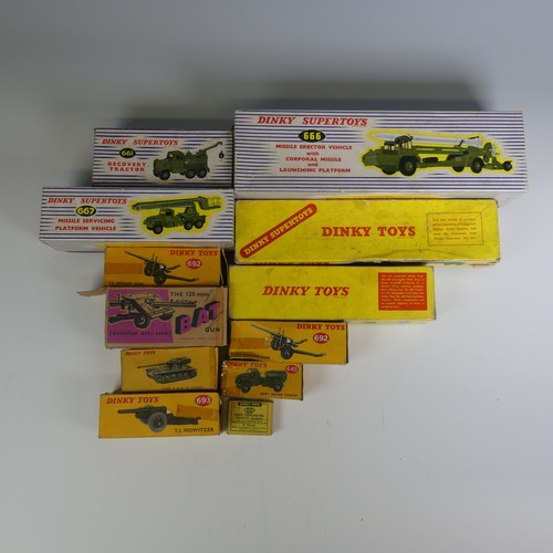 133 - Dinky Toys; Ten boxed military models, including 666 Missile Erector Vehicle with Corporal Missile a... 