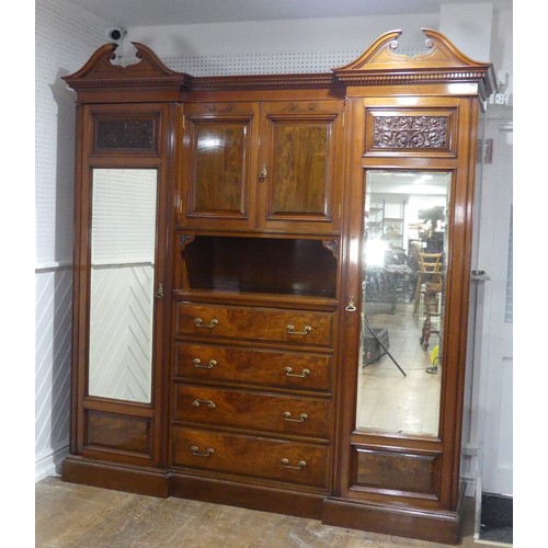 429 - A good Victorian four-piece walnut and mahogany bedroom Suite, including ; a large compactum Wardrob... 