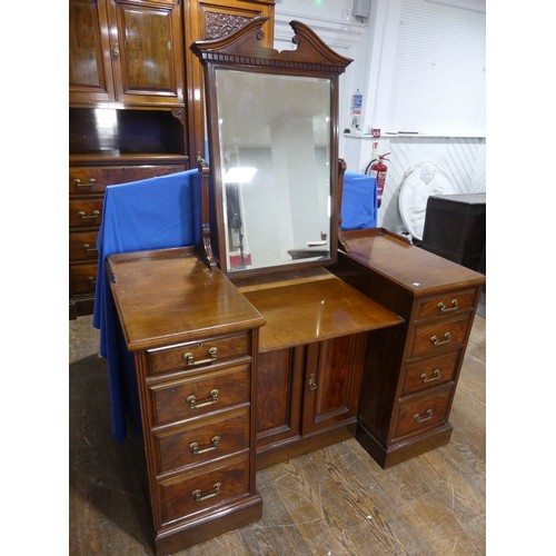 429 - A good Victorian four-piece walnut and mahogany bedroom Suite, including ; a large compactum Wardrob... 