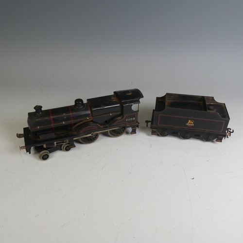 14 - Bassett-Lowke ‘0’ gauge electric 4-4-0 ‘Compound’ Locomotive and six-wheel Tender, in BR lined black... 