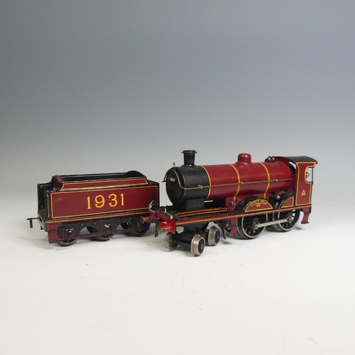 8 - Bassett-Lowke ‘0’ gauge clockwork 'Duke of York’ 4-4-0 Locomotive and six-wheel Tender, finished in ... 