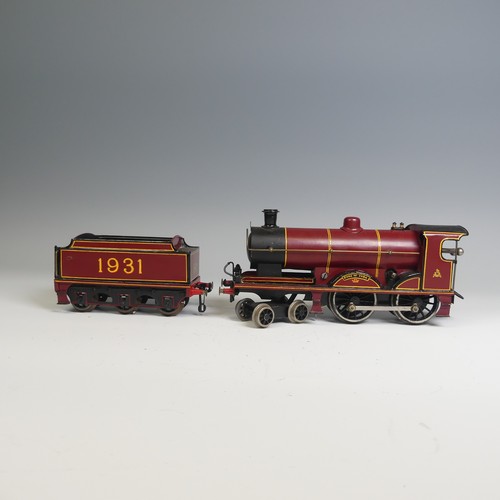 8 - Bassett-Lowke ‘0’ gauge clockwork 'Duke of York’ 4-4-0 Locomotive and six-wheel Tender, finished in ... 