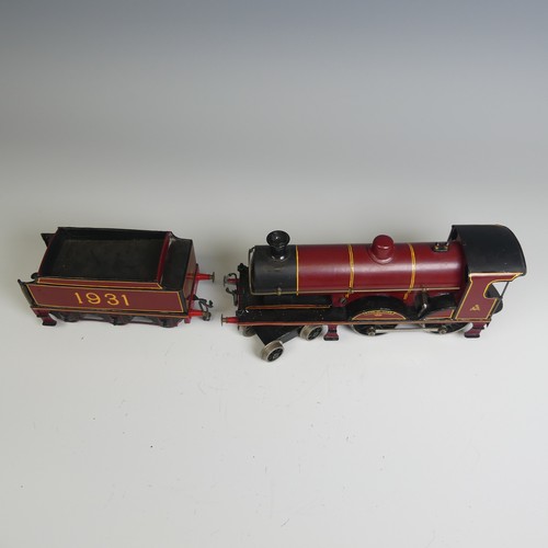 8 - Bassett-Lowke ‘0’ gauge clockwork 'Duke of York’ 4-4-0 Locomotive and six-wheel Tender, finished in ... 