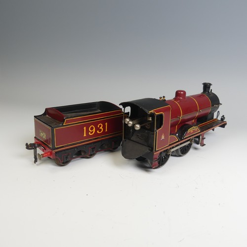 8 - Bassett-Lowke ‘0’ gauge clockwork 'Duke of York’ 4-4-0 Locomotive and six-wheel Tender, finished in ... 