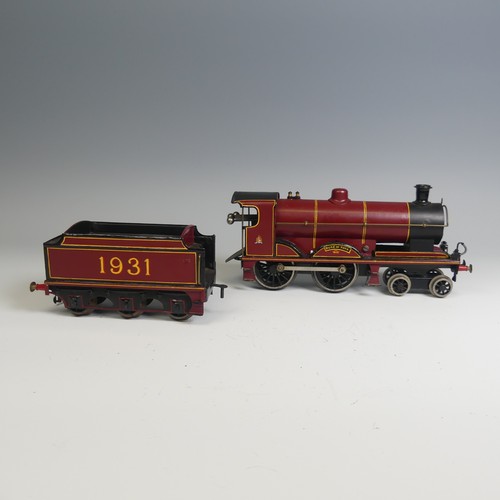 8 - Bassett-Lowke ‘0’ gauge clockwork 'Duke of York’ 4-4-0 Locomotive and six-wheel Tender, finished in ... 