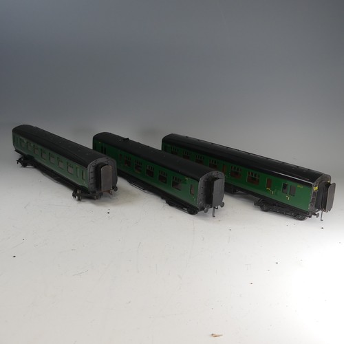 20 - Three Exley ‘0’ gauge SR Coaches, green with yellow lettering: All 1st Side Corridor Coach No.6000; ... 