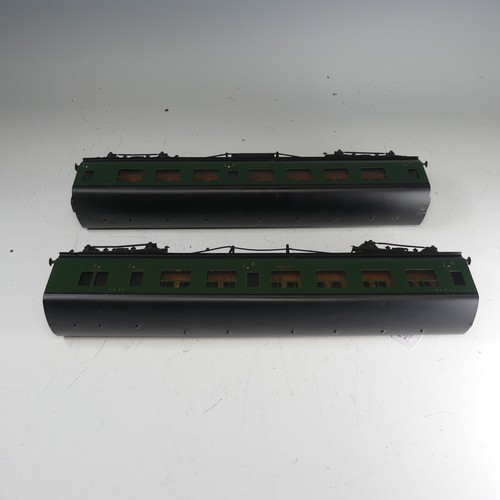 23 - Two Exley ‘0’ gauge SR Coaches, green with yellow lettering: 1st/3rd Passenger Coach No.7856, and 3r... 