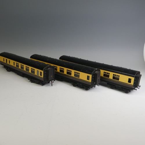 25 - Three Exley ‘0’ gauge GWR Coaches, chocolate and cream: Two All 3rd Corridor Coaches No.5656 and No.... 