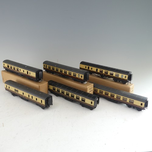 81 - Exley: three ‘00’ gauge G.W.R. Passenger Coaches, chocolate and cream, including Side Corridor Full ... 