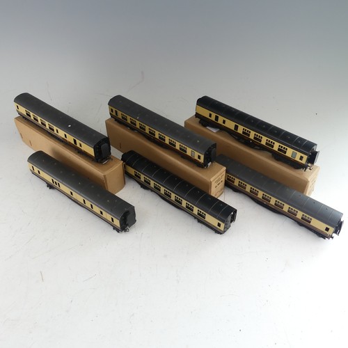 81 - Exley: three ‘00’ gauge G.W.R. Passenger Coaches, chocolate and cream, including Side Corridor Full ... 