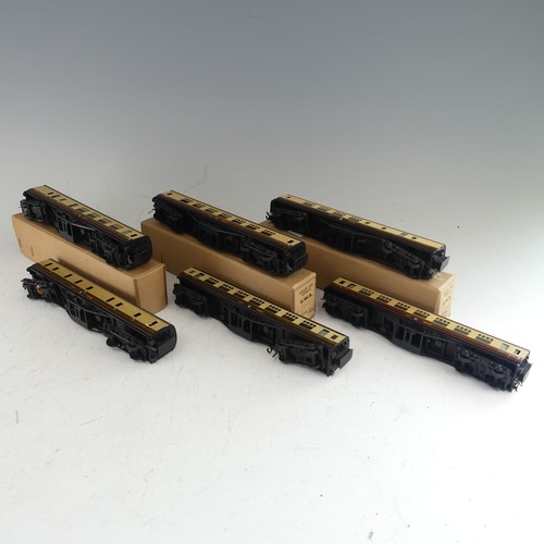 81 - Exley: three ‘00’ gauge G.W.R. Passenger Coaches, chocolate and cream, including Side Corridor Full ... 