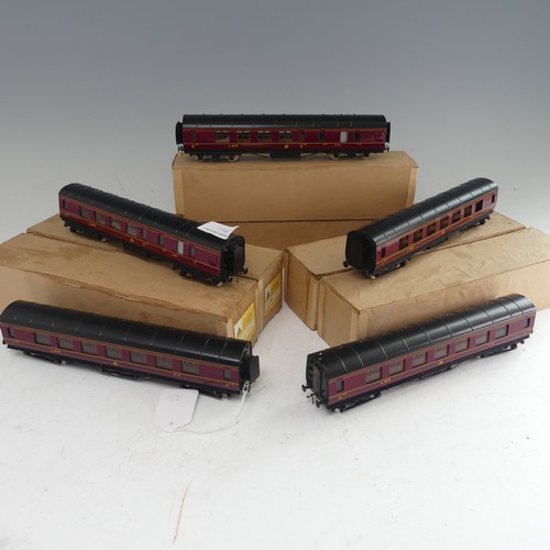 77 - Exley for Bassett-Lowke: ‘00’ gauge, a rake of five L.M.S. bogie Passenger Corridor Coaches, maroon ... 