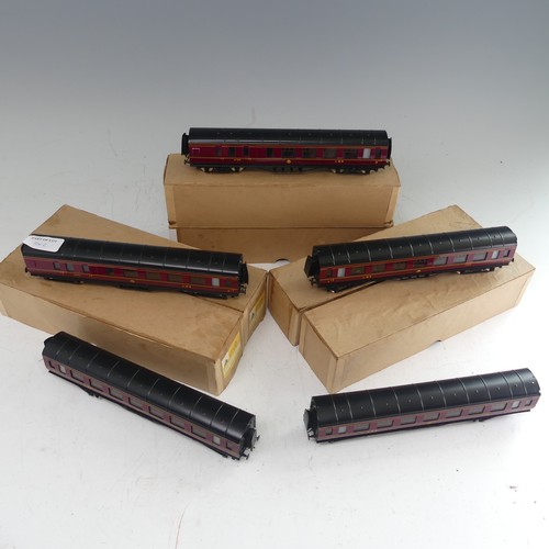 77 - Exley for Bassett-Lowke: ‘00’ gauge, a rake of five L.M.S. bogie Passenger Corridor Coaches, maroon ... 