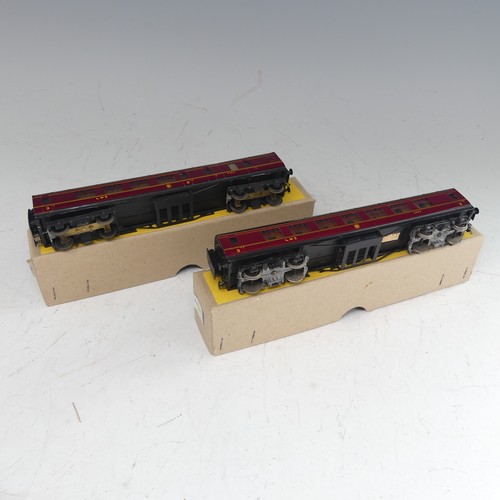 78 - Exley: two ‘00’ gauge L.M.S. Passenger Coaches, maroon with yellow lettering, Side Corridor Full 3rd... 