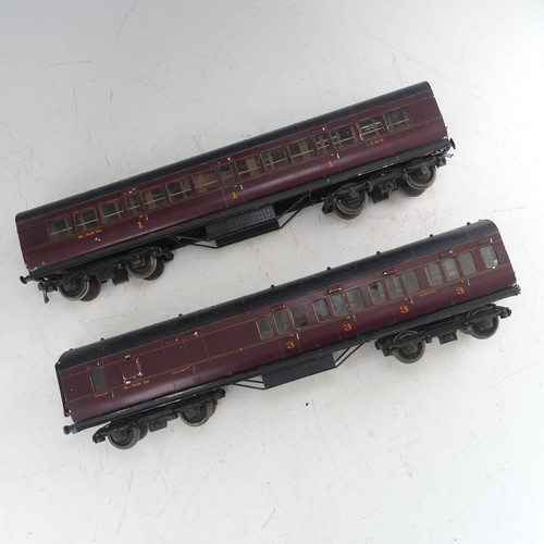 48 - Two Exley ‘0’ gauge LMS Coaches, maroon with yellow lettering; All 1st Class No.1423, and 3rd/Luggag... 