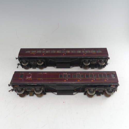 48 - Two Exley ‘0’ gauge LMS Coaches, maroon with yellow lettering; All 1st Class No.1423, and 3rd/Luggag... 