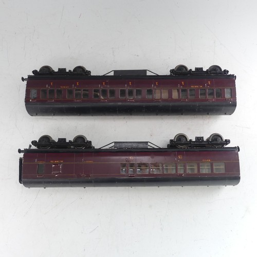 48 - Two Exley ‘0’ gauge LMS Coaches, maroon with yellow lettering; All 1st Class No.1423, and 3rd/Luggag... 