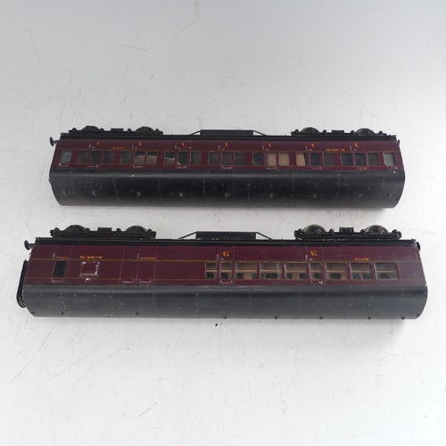 48 - Two Exley ‘0’ gauge LMS Coaches, maroon with yellow lettering; All 1st Class No.1423, and 3rd/Luggag... 