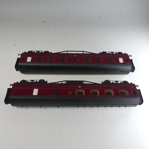 42 - Pair of ‘0’ gauge LMS bogie Passenger Coaches, in LMS maroon with yellow lettering; All 3rd Class Co... 