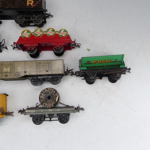 51 - Hornby '0' gauge; approximately fifty Goods Wagons and Vans, unboxed, including Colman's Mustard, re... 