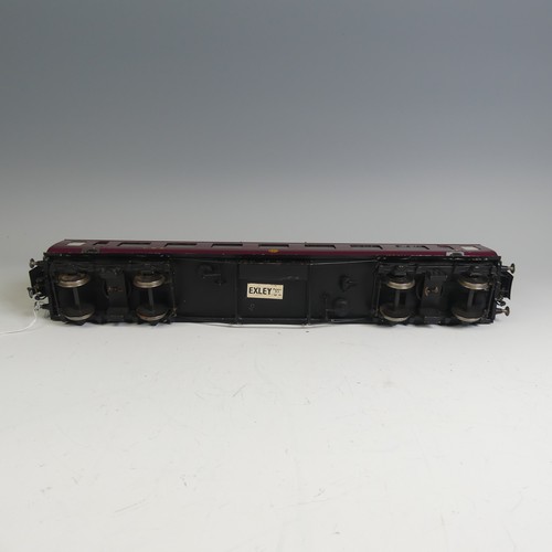 35 - Three Exley ‘0’ gauge LMS Passenger Coaches, maroon with yellow lettering; All 1st Class Coach No.82... 