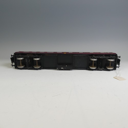 35 - Three Exley ‘0’ gauge LMS Passenger Coaches, maroon with yellow lettering; All 1st Class Coach No.82... 