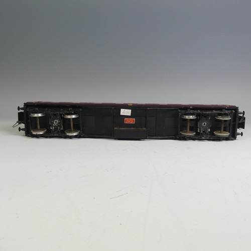 35 - Three Exley ‘0’ gauge LMS Passenger Coaches, maroon with yellow lettering; All 1st Class Coach No.82... 