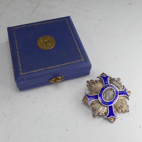 224 - Spain, Franco Period, Order of Civil Merit, Commander's Star, silver and blue enamel, in case as iss... 