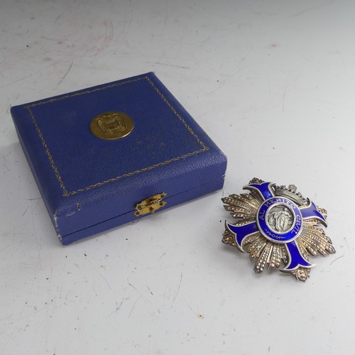 224 - Spain, Franco Period, Order of Civil Merit, Commander's Star, silver and blue enamel, in case as iss... 