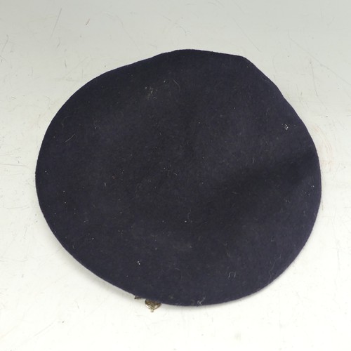 231 - A 1960’s Devonshire British Service Beret, fine navy wool cloth with leather trim, cloth lining havi... 