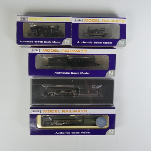 98 - Five Dapol ‘N’ gauge Locomotives: ND-095A 4-6-2 ‘Britannia’, BR lined green; ND-094 0-6-0 Q1 Class, ... 