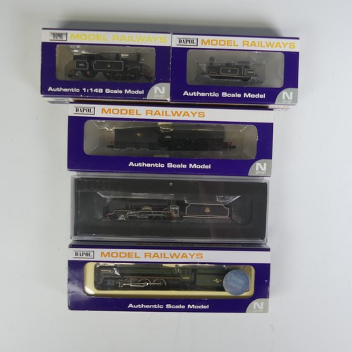 98 - Five Dapol ‘N’ gauge Locomotives: ND-095A 4-6-2 ‘Britannia’, BR lined green; ND-094 0-6-0 Q1 Class, ... 