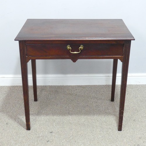 436 - A Georgian mahogany side Table, moulded top over one drawer, raised on reeded legs, W 75.5 cm x H 71... 