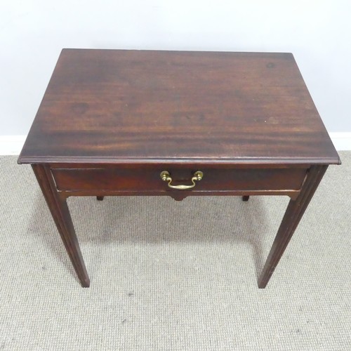 436 - A Georgian mahogany side Table, moulded top over one drawer, raised on reeded legs, W 75.5 cm x H 71... 