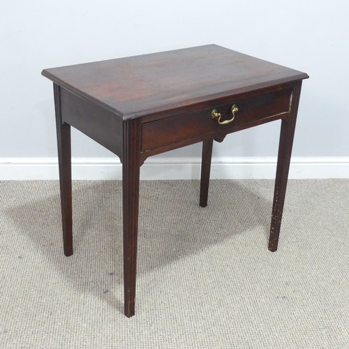 436 - A Georgian mahogany side Table, moulded top over one drawer, raised on reeded legs, W 75.5 cm x H 71... 