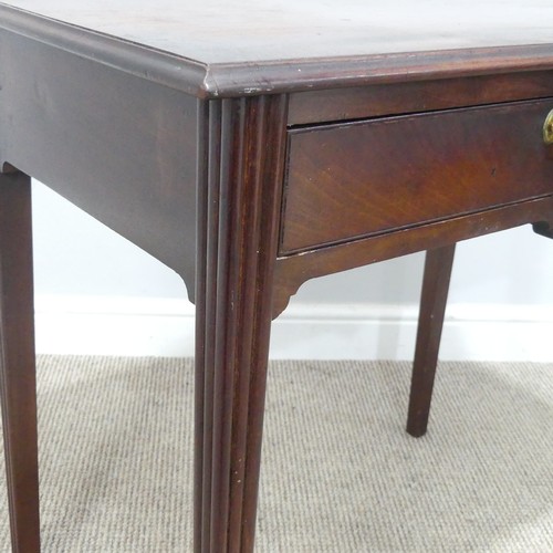 436 - A Georgian mahogany side Table, moulded top over one drawer, raised on reeded legs, W 75.5 cm x H 71... 