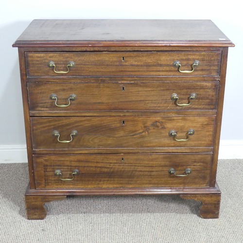 437 - A Georgian mahogany Chest of drawers, top over four graduating beaded drawers, oak carcass, raised o... 