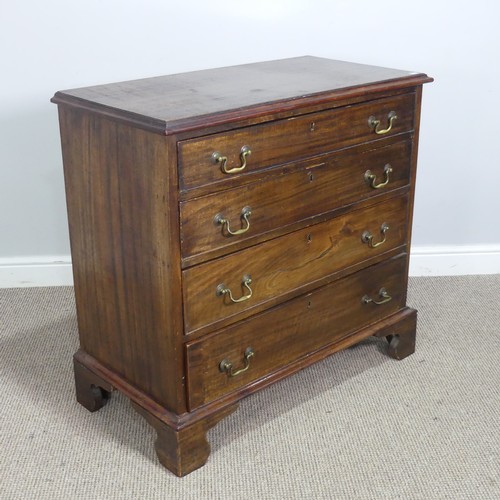 437 - A Georgian mahogany Chest of drawers, top over four graduating beaded drawers, oak carcass, raised o... 