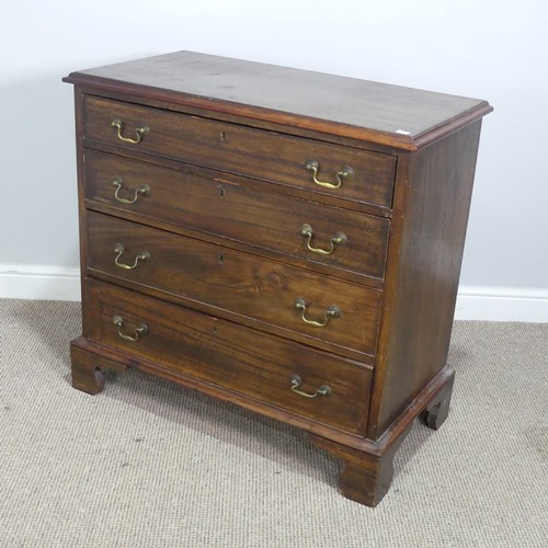 437 - A Georgian mahogany Chest of drawers, top over four graduating beaded drawers, oak carcass, raised o... 