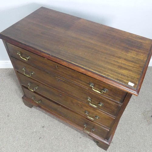 437 - A Georgian mahogany Chest of drawers, top over four graduating beaded drawers, oak carcass, raised o... 