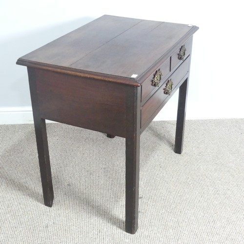 439 - A Georgian oak Lowboy, shaped top over three drawers and square canted legs, W 75.5 cm x H 71 cm x D... 