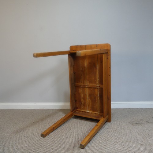 444 - A small antique stained pine side Table, in the style of a kitchen Table, rectangular top raised on ... 