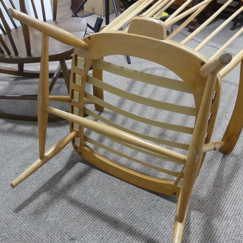 400 - A light Ercol elm and beech Armchair, W 73 cm x H 102 cm x D 80 cm, together with a Ercol windsor st... 