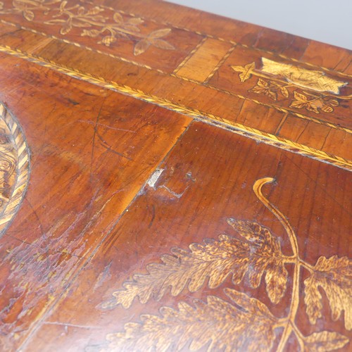 467 - A 19th century Irish Killarney marquetry and yew games Table, hinged rectangular top inlaid with an ... 