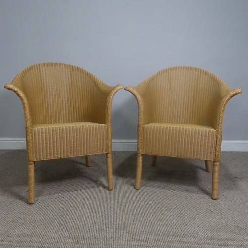 489 - A pair of Lloyd Loom Armchairs, with 'Lloyd Loom' labels to back, W 68 cm x H 80 cm x D 60 cm(2)... 