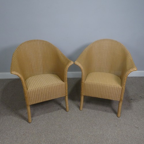 489 - A pair of Lloyd Loom Armchairs, with 'Lloyd Loom' labels to back, W 68 cm x H 80 cm x D 60 cm(2)... 