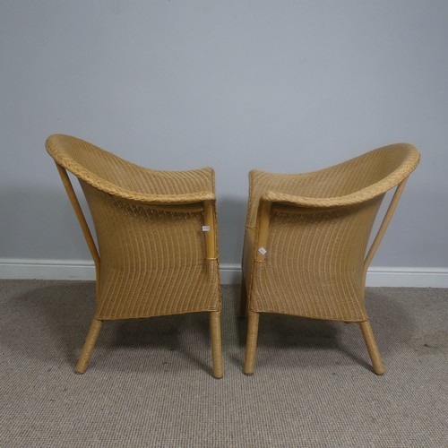 489 - A pair of Lloyd Loom Armchairs, with 'Lloyd Loom' labels to back, W 68 cm x H 80 cm x D 60 cm(2)... 