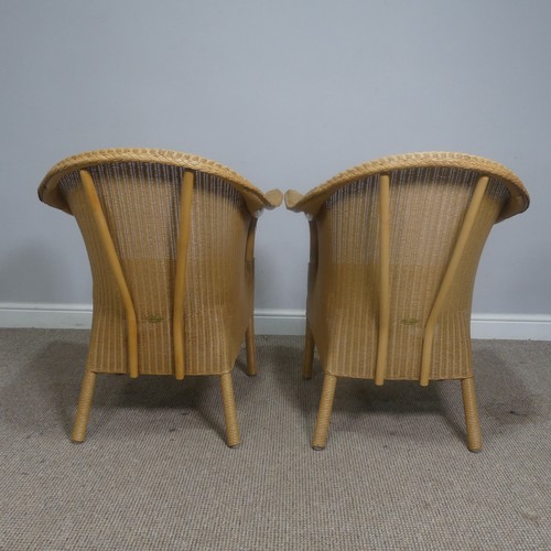 489 - A pair of Lloyd Loom Armchairs, with 'Lloyd Loom' labels to back, W 68 cm x H 80 cm x D 60 cm(2)... 